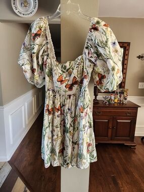 Avec Les Filles White Floral & Orange Butterfly Dress Size 8